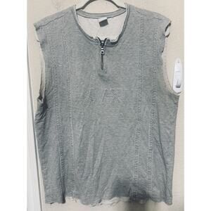 A|X Armani Exchange Quarter 1/4 Zip Tank Top Sleeveless Grey Mens Large Logo